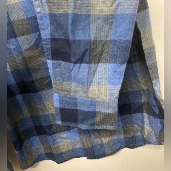 New! Flag & Anthem Mens Button Up Shirt Adult Flannel Plaid Medium M Blue Grey - Picture 8 of 13